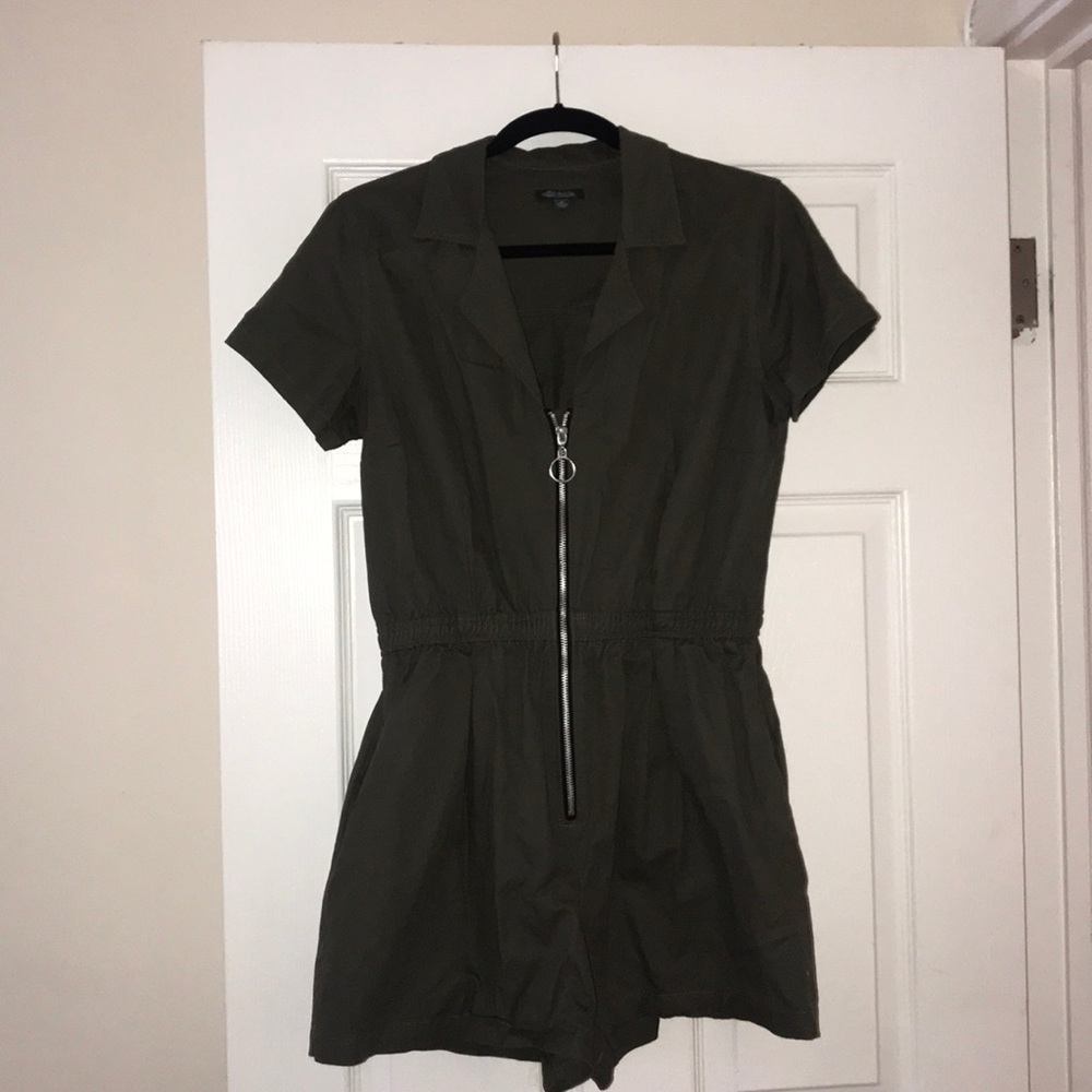 Short Sleeve Romper - Olive Green